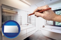 kansas map icon and modern bathroom design