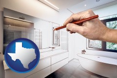 texas map icon and modern bathroom design